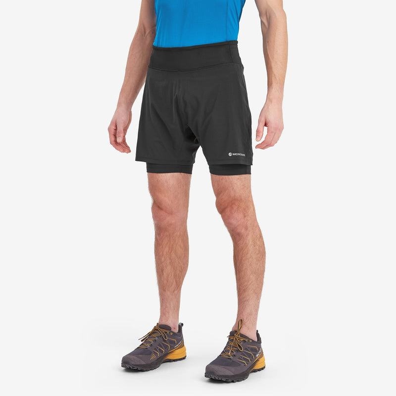 Black Men's Montane Slipstream Twin Skin Running Shorts | UQR3960US