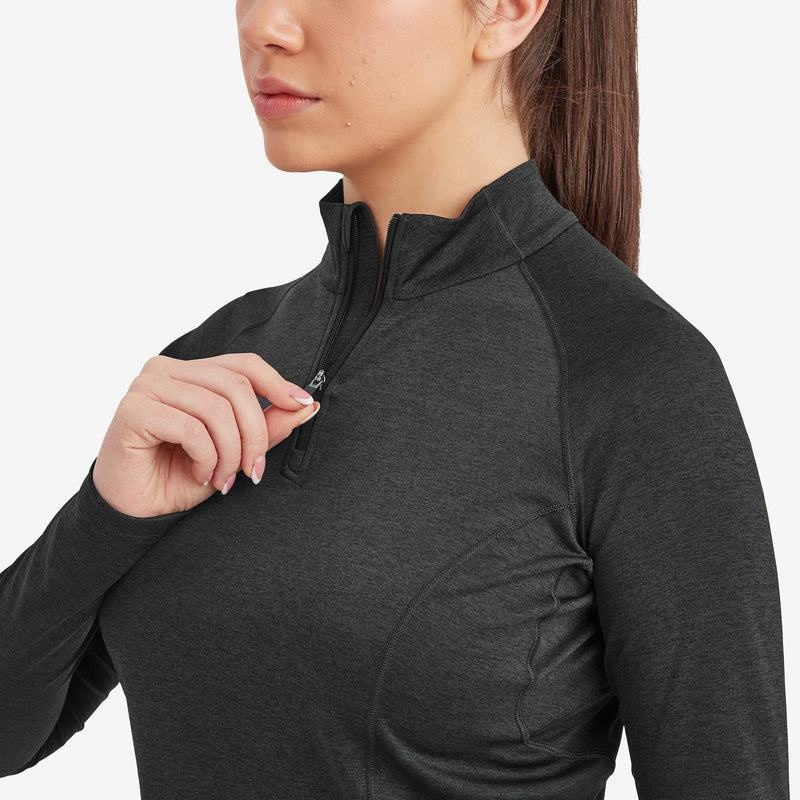 Black Women's Montane Dart Zip Neck T Shirts | EIH1913CJ