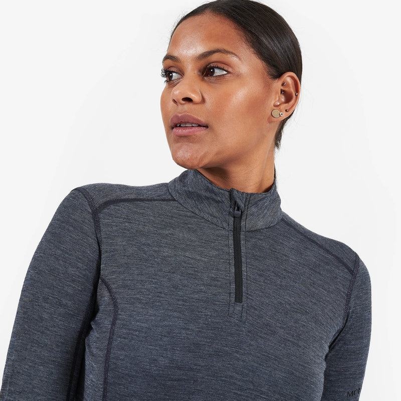 Black Women's Montane Primino 140 Zip Neck Base Layer Tops | SXO68MJ