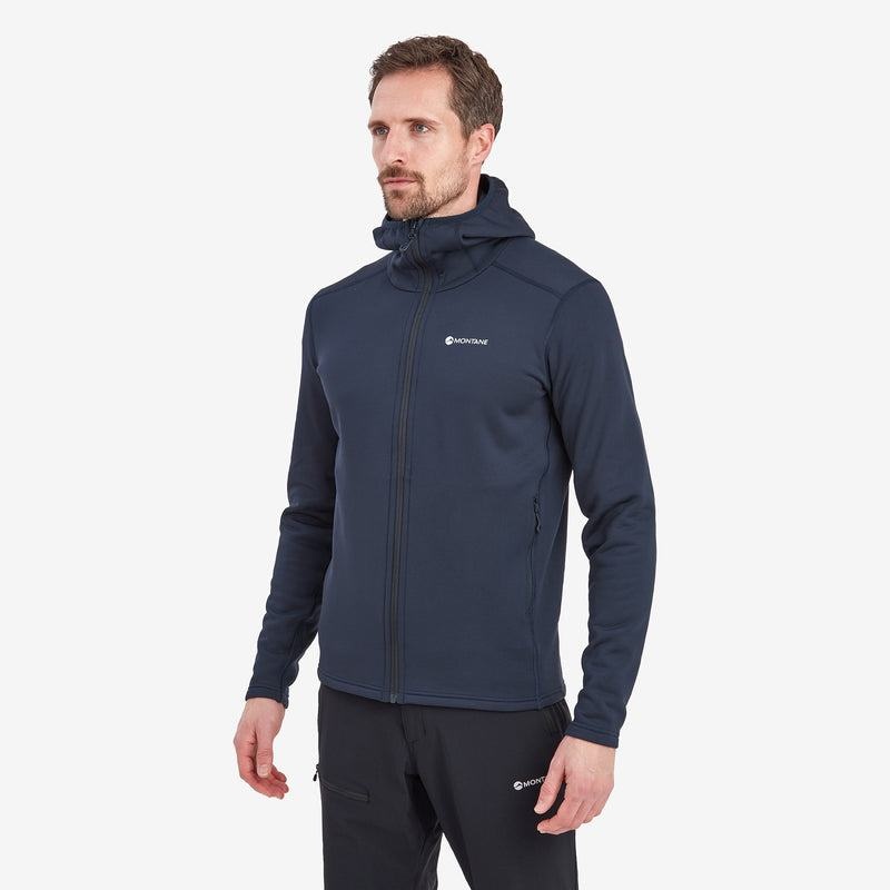 Dark Blue Men's Montane Fury Hooded Fleece Jackets | BAF4516NJ