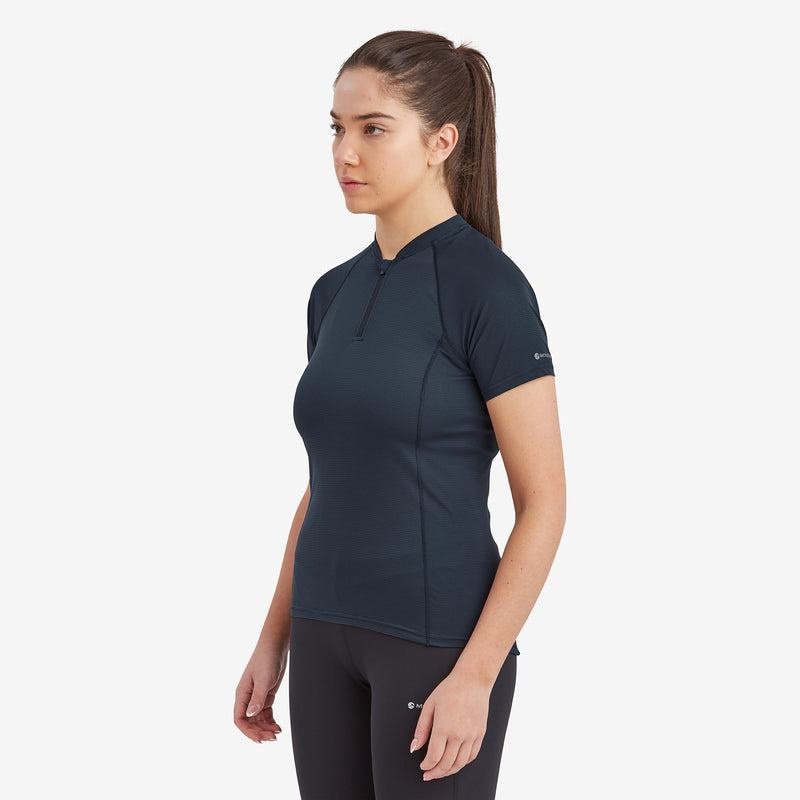 Dark Blue Women's Montane Dart Nano Zip T Shirts | UVA1323TP