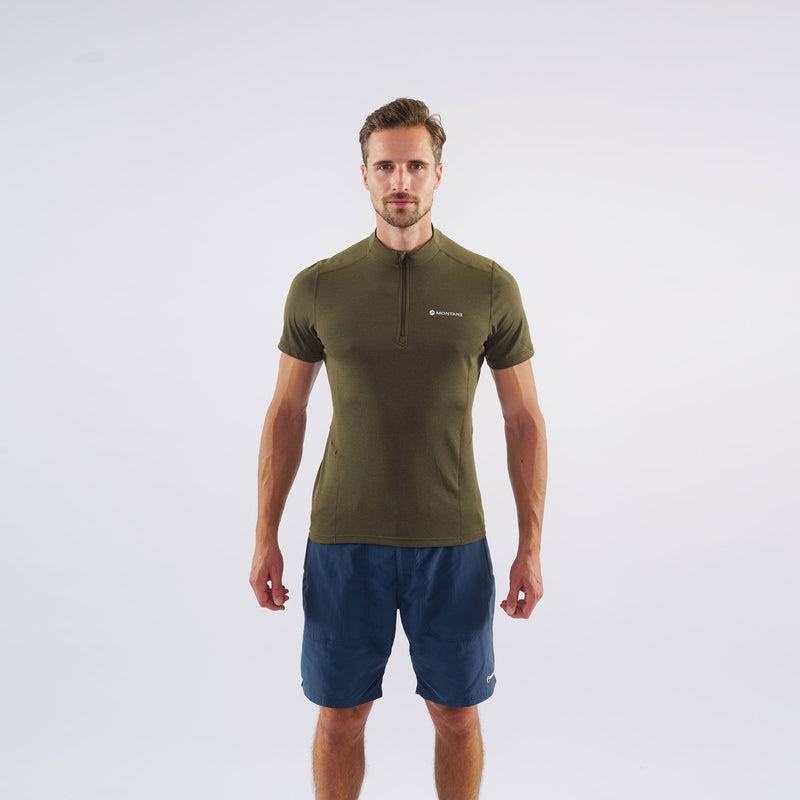 Dark Green Men's Montane Dart Zip T Shirts | CFF5767DN