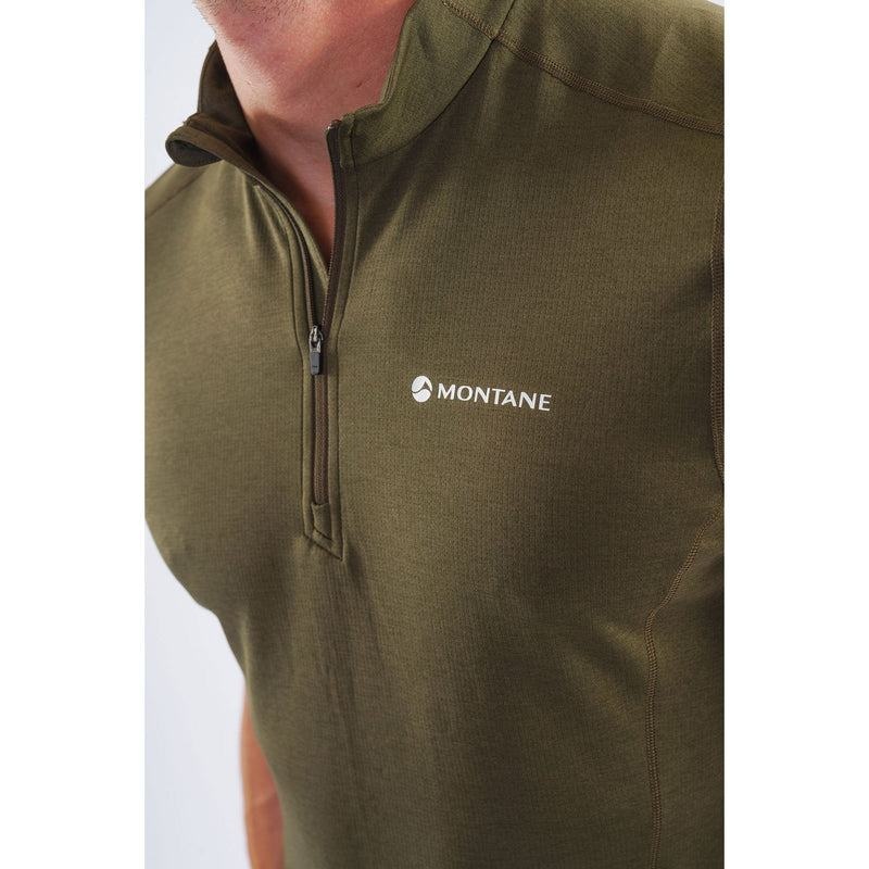 Dark Green Men's Montane Dart Zip T Shirts | CFF5767DN