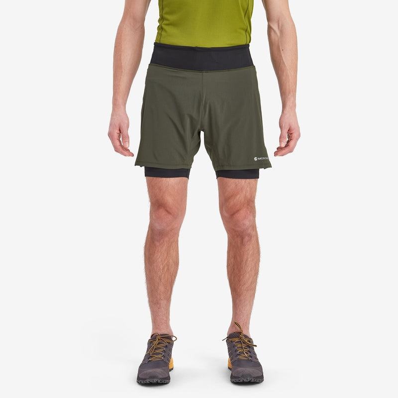 Dark Green Men's Montane Slipstream Twin Skin Running Shorts | ZUR5741QK