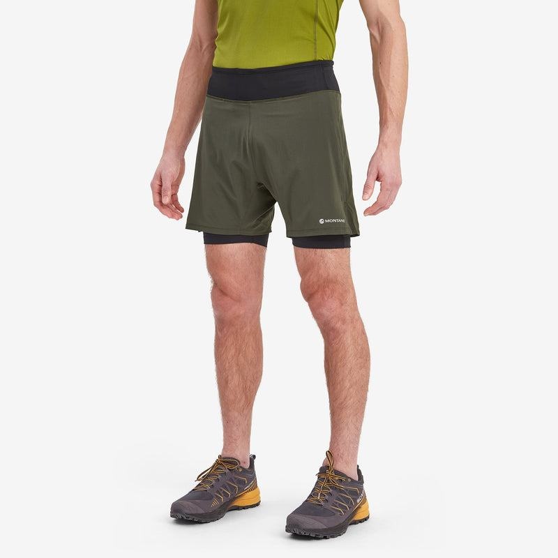 Dark Green Men's Montane Slipstream Twin Skin Running Shorts | ZUR5741QK