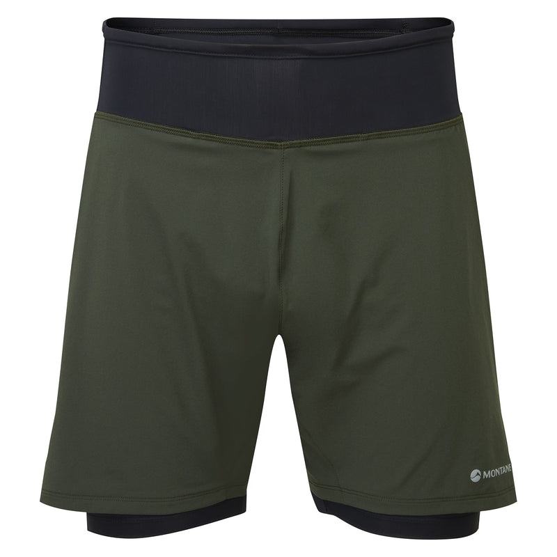 Dark Green Men\'s Montane Slipstream Twin Skin Running Shorts | ZUR5741QK