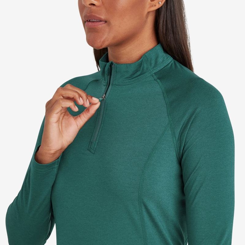 Dark Green Women's Montane Dart Thermo Zip Neck T Shirts | ZDD3389VK