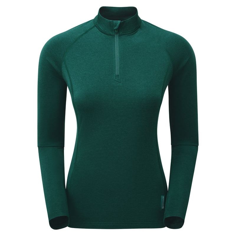 Dark Green Women's Montane Dart Thermo Zip Neck T Shirts | ZDD3389VK