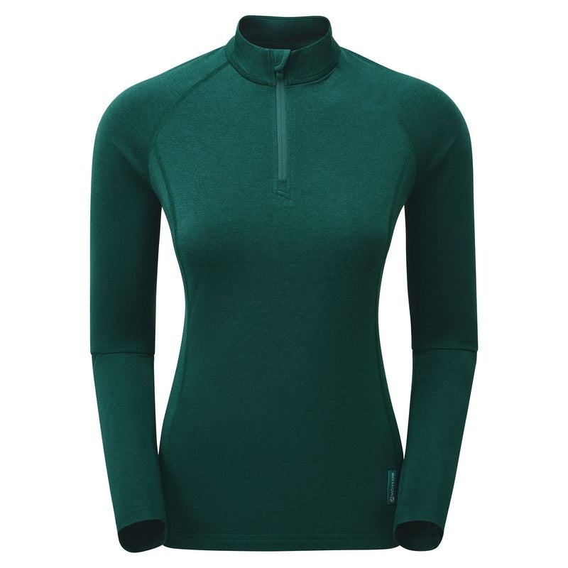 Dark Green Women\'s Montane Dart Thermo Zip Neck T Shirts | ZDD3389VK