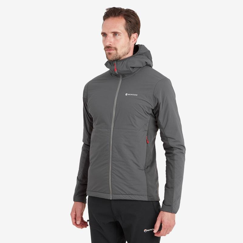 Dark Grey Men's Montane Fireball Lite Hooded Insulated Jackets | HSZ5018UQ