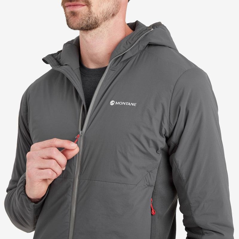 Dark Grey Men's Montane Fireball Lite Hooded Insulated Jackets | HSZ5018UQ