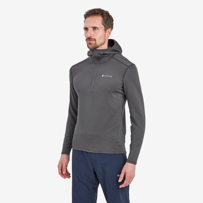 Dark Grey Men's Montane Protium Lite Hooded Pull On Fleece | JBB6187CD