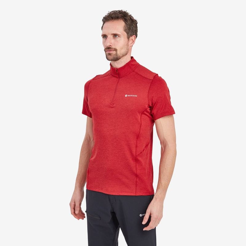 Dark Red Men's Montane Dart Zip T Shirts | FWT7679ME