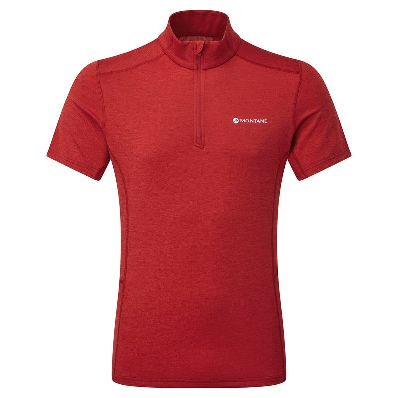 Dark Red Men\'s Montane Dart Zip T Shirts | FWT7679ME