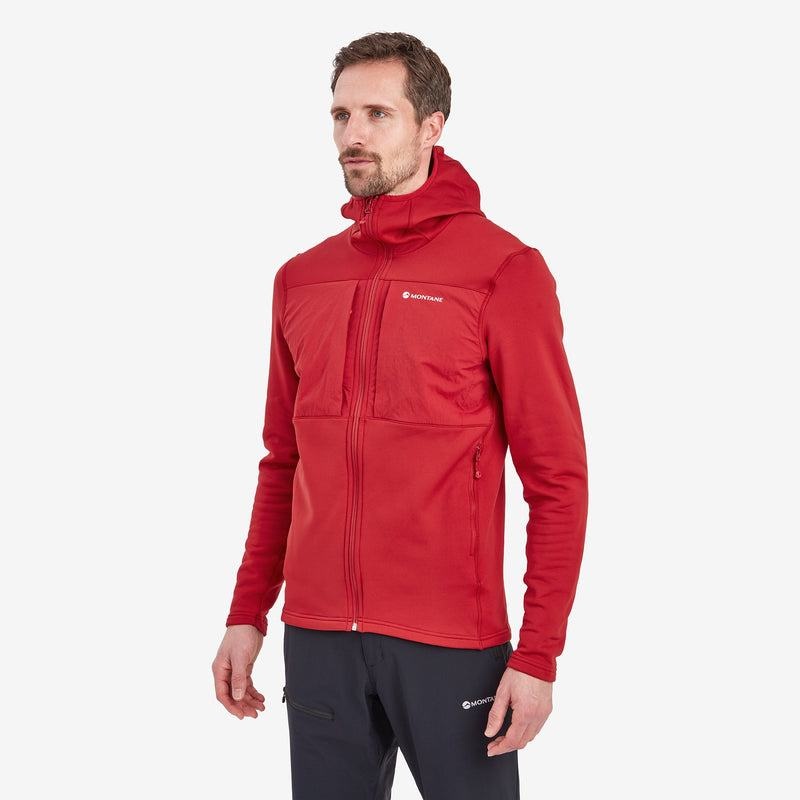 Dark Red Men's Montane Fury XT Hooded Fleece Jackets | DEF1009SC