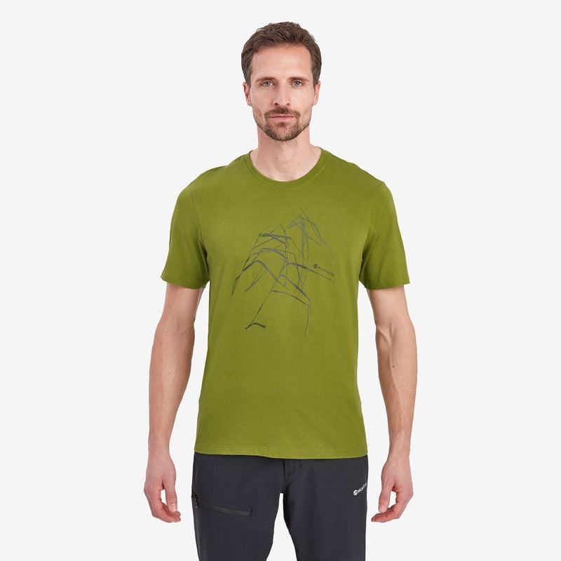 Green Men's Montane Abstract Mountain T Shirts | URE5970NZ