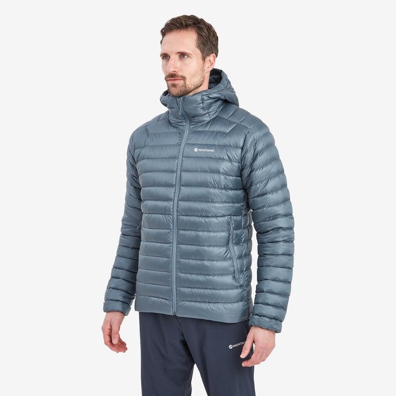 Grey Blue Men's Montane Anti-Freeze Hooded Down Jackets | TGR6334LV