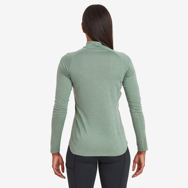 Grey Green Women's Montane Dart Zip Neck T Shirts | JHA97XN