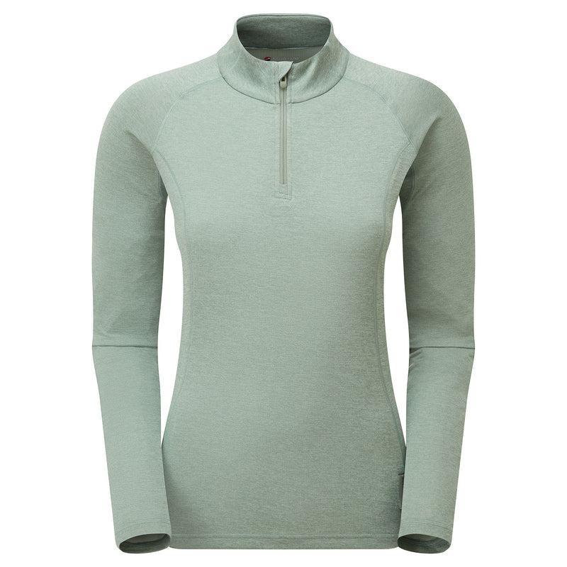 Grey Green Women\'s Montane Dart Zip Neck T Shirts | JHA97XN