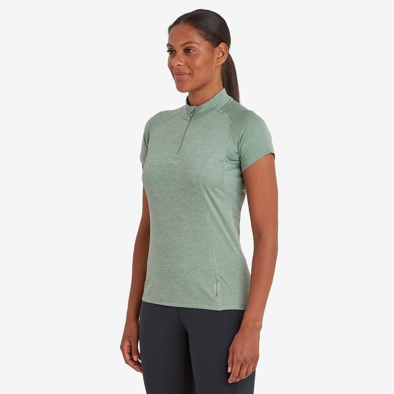 Grey Green Women's Montane Dart Zip T Shirts | DLY7029RT