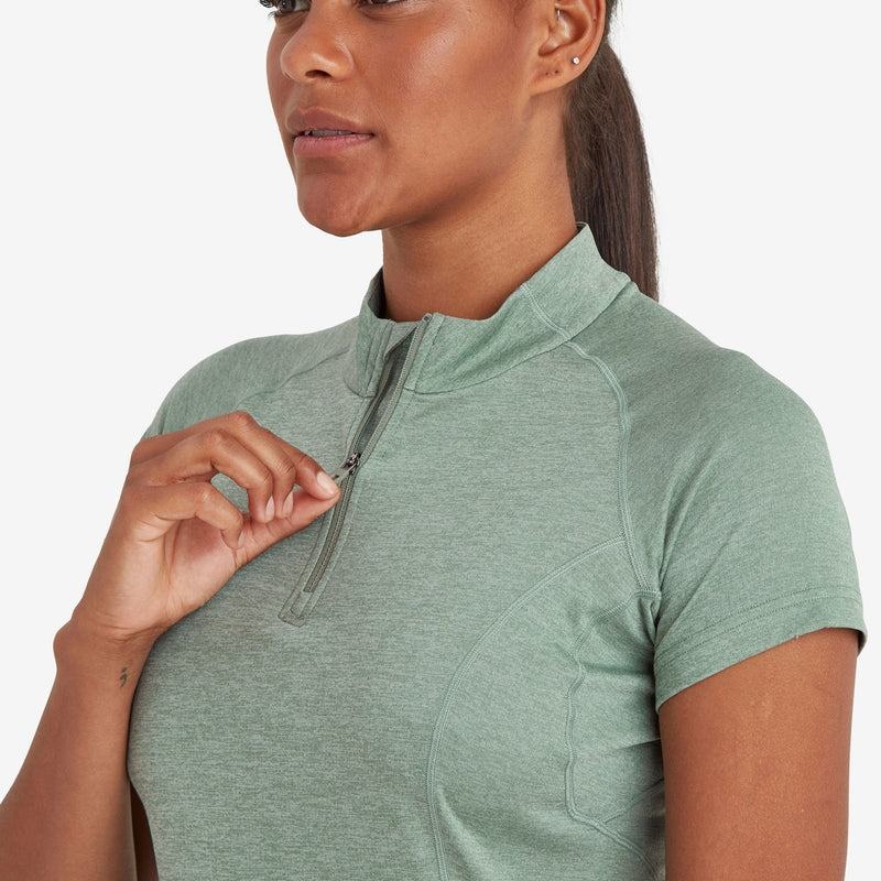 Grey Green Women's Montane Dart Zip T Shirts | DLY7029RT