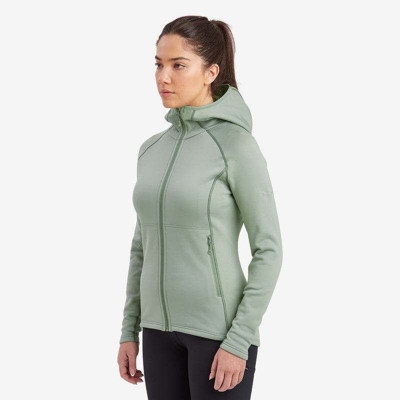 Grey Green Women's Montane Fury Hooded Fleece Jackets | OVG8440WN