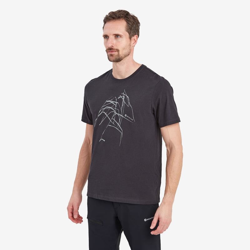 Grey Men's Montane Abstract Mountain T Shirts | IBK5349ZS