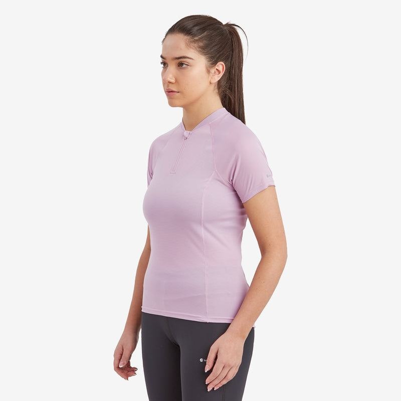 Grey Purple Women's Montane Dart Nano Zip T Shirts | QSK7079ZR