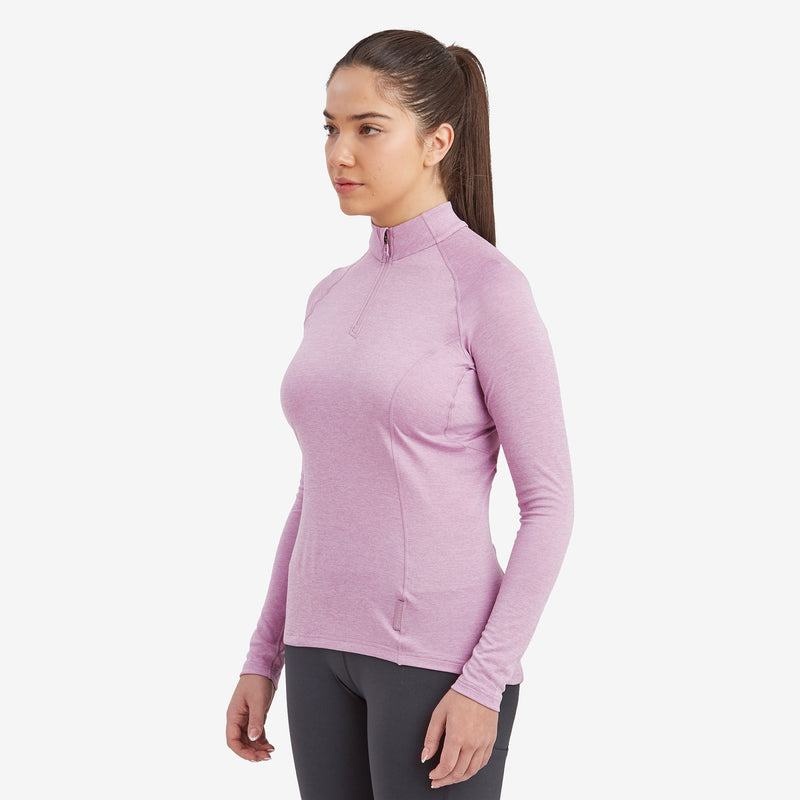 Grey Purple Women's Montane Dart Zip Neck T Shirts | FJP8937QT