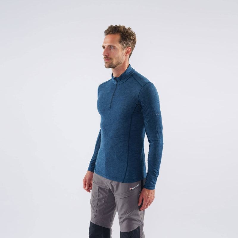 Navy Blue Men's Montane Primino 140 Zip Neck Base Layer Tops | DUC292EM