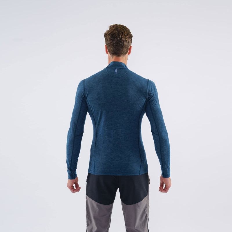 Navy Blue Men's Montane Primino 140 Zip Neck Base Layer Tops | DUC292EM