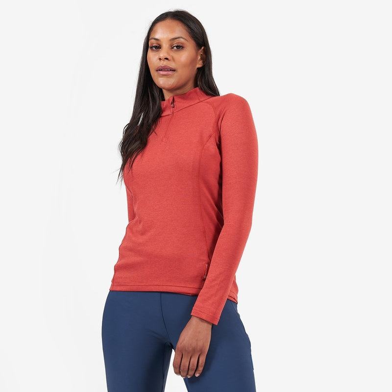 Orange Red Women's Montane Dart Zip Neck T Shirts | FWA446LW