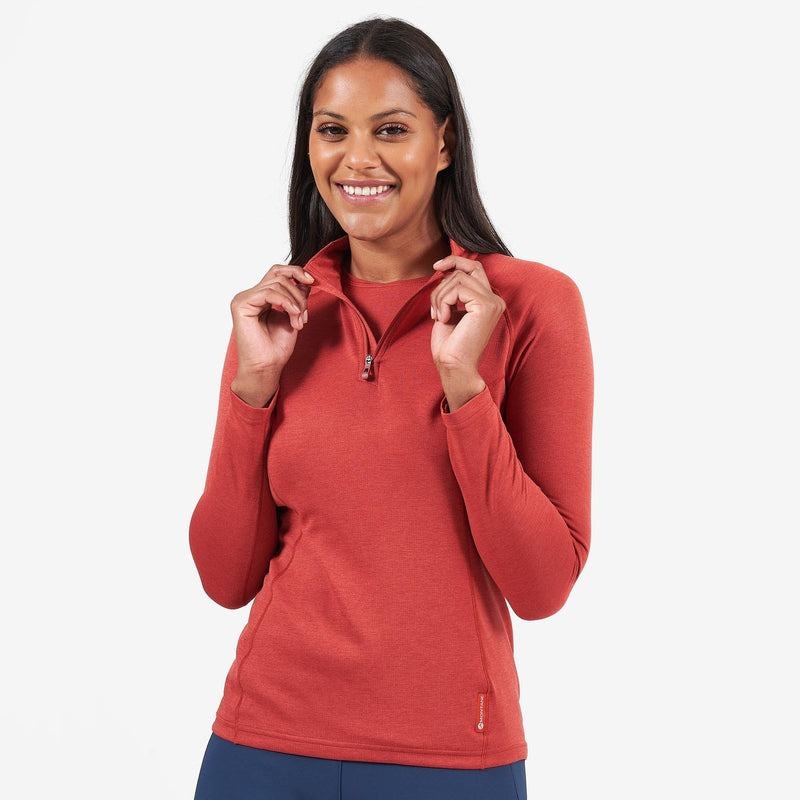 Orange Red Women's Montane Dart Zip Neck T Shirts | FWA446LW