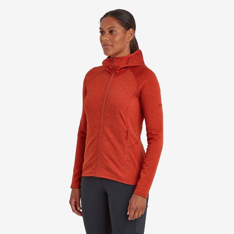 Orange Red Women's Montane Protium Hooded Fleece Jackets | MFQ7032DS