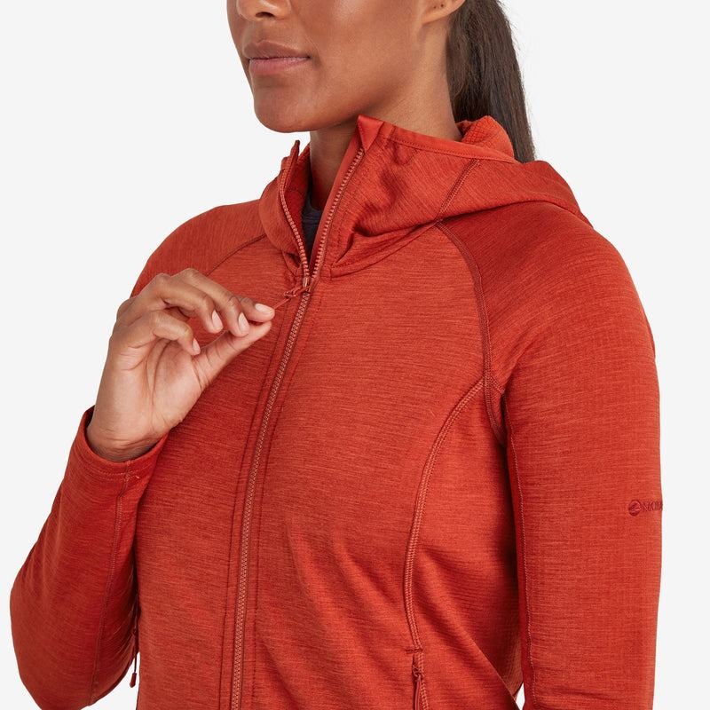 Orange Red Women's Montane Protium Hooded Fleece Jackets | MFQ7032DS