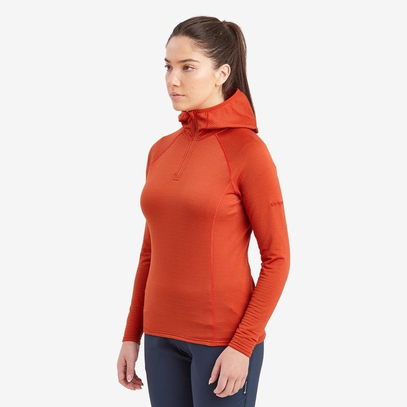 Orange Red Women's Montane Protium Lite Hooded Pull On Fleece | SIE2193MY